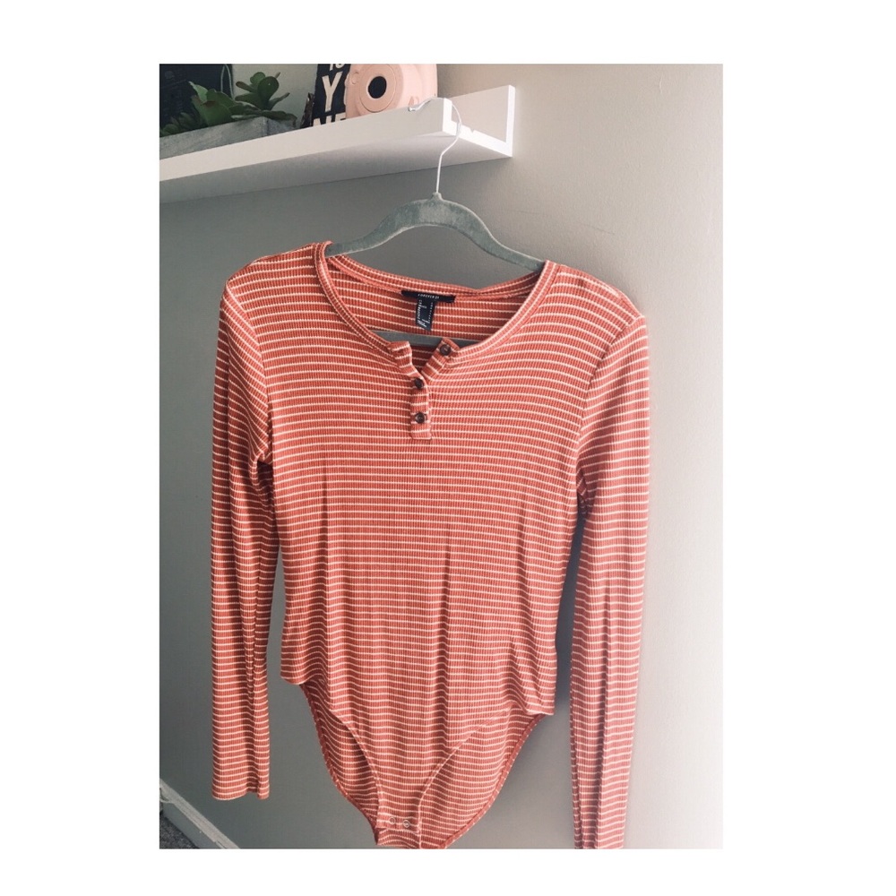 orange & white striped bodysuit